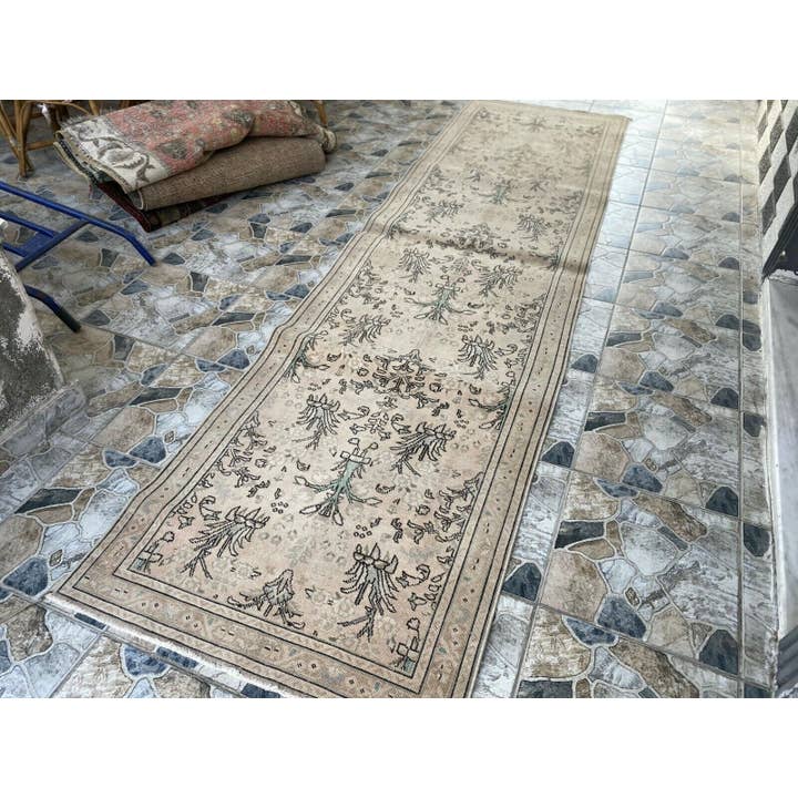 Oushak Rugs - Wholesale Runner Rug - Vintage Rug, Wool Oushak Runner Carpet Handmade 3.3x12.5 ft10