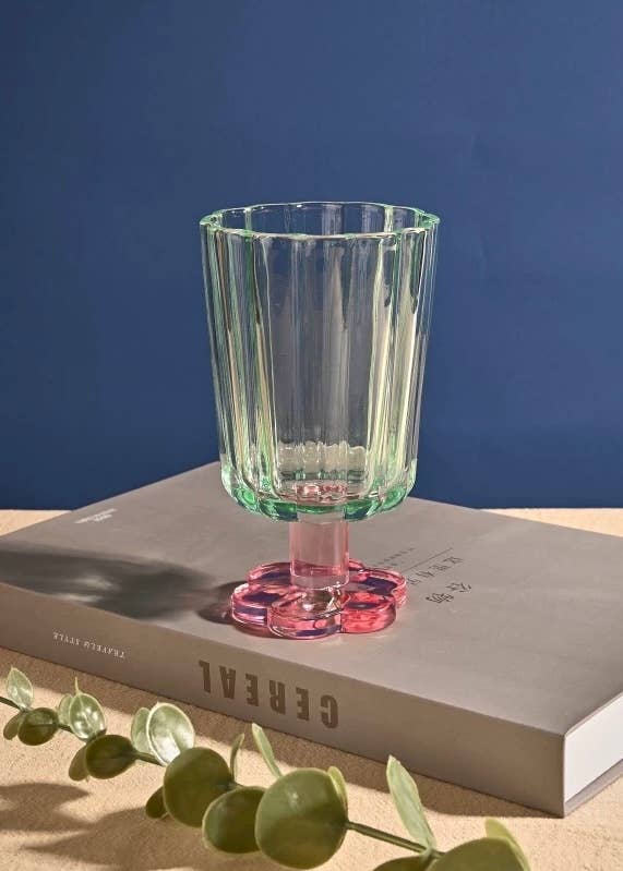 INSPECIAL HOME - Wholesale Wine Glass - MouthBlown Whimsical Petal Colored Wine Glasses - Case of 101