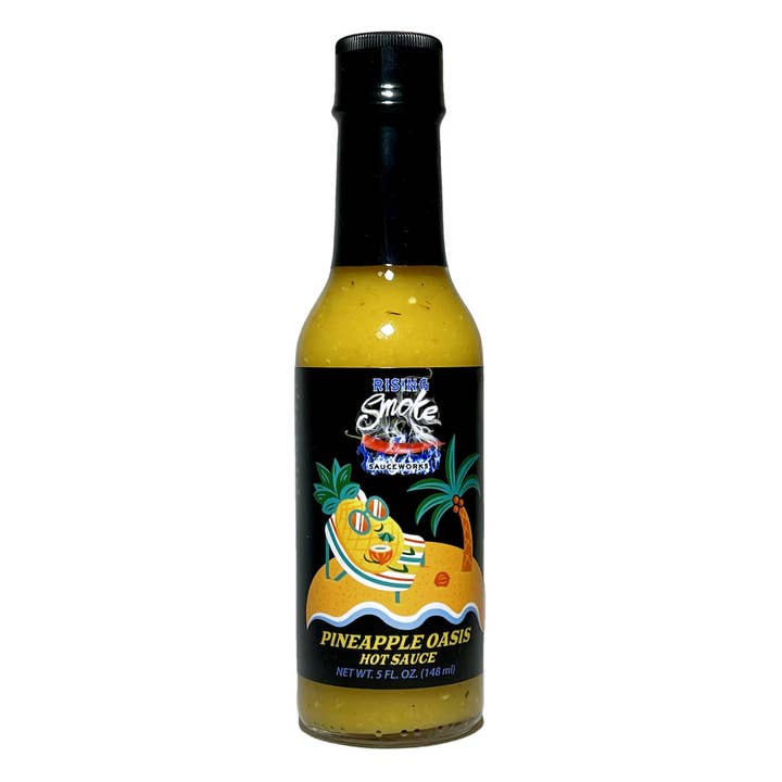 Rising Smoke Sauceworks – wholesale Hot sauce – 5 oz Pineapple Oasis Hot Sauce (half case - 6 bottles)