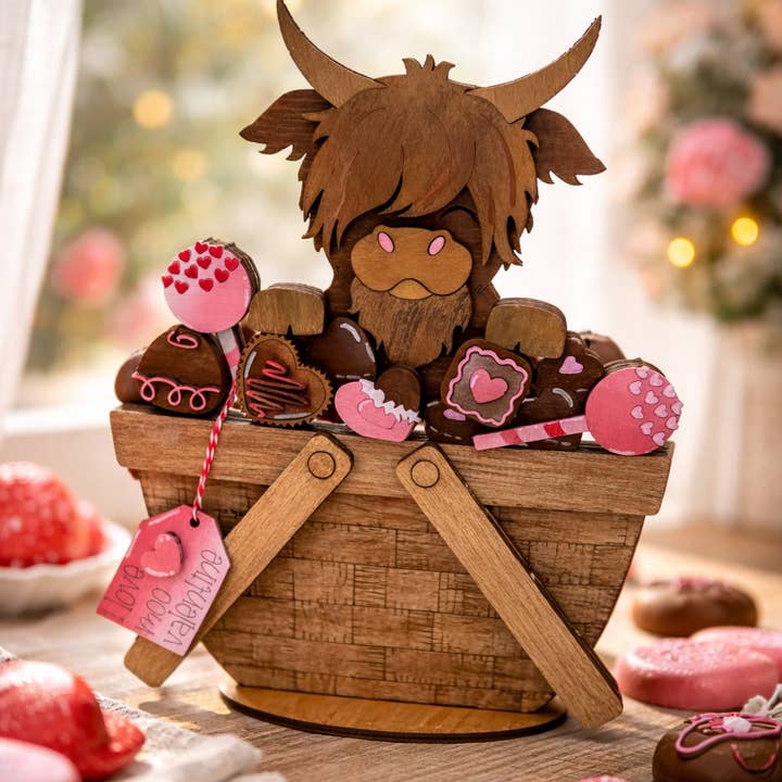 I Love Moo Basket Changeable 3D LASER PROJECT G313 for wholesale by Paisley Grace Makery