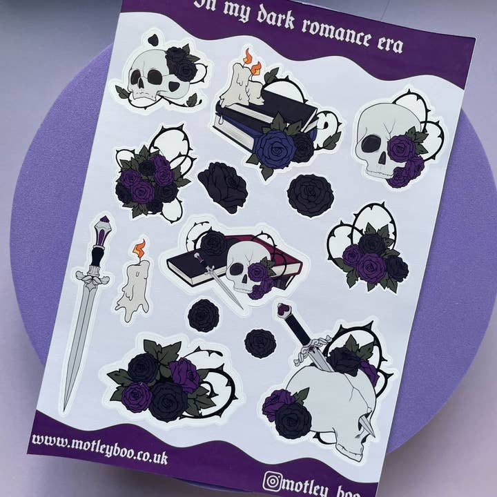 Motleyboo - Wholesale Sticker - In my dark romance era sticker sheet, bookish stickers