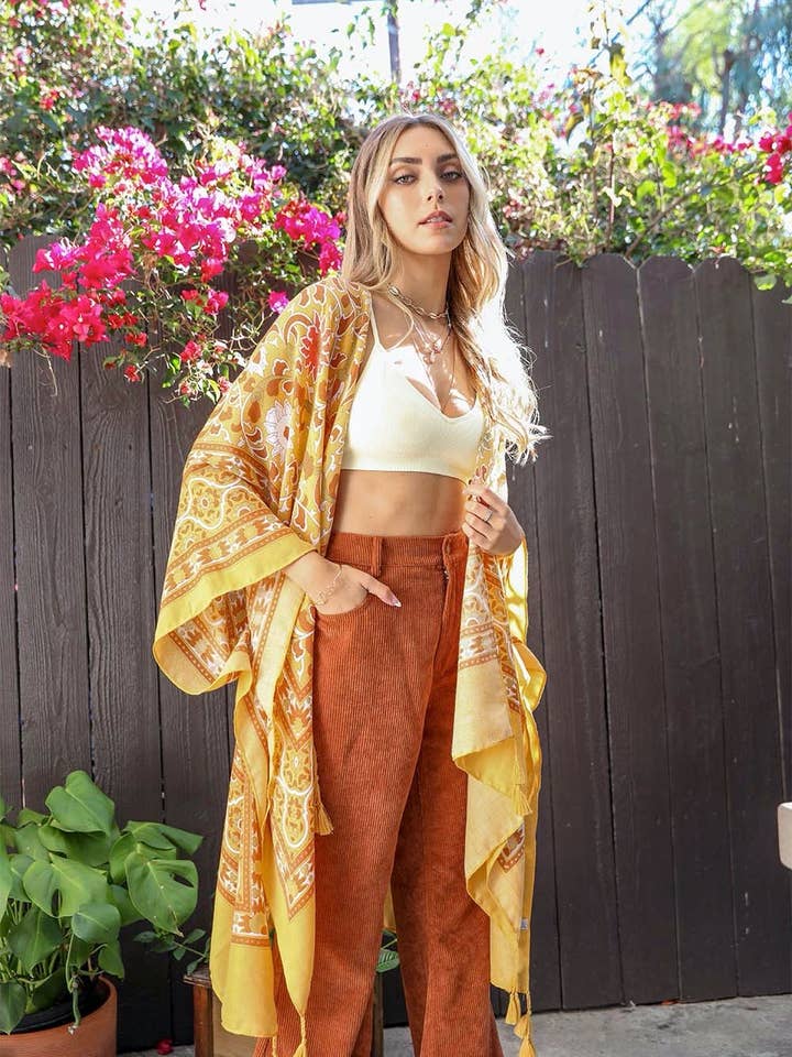 Leto Accessories – wholesale Kimono - Dam – Touch av Morroco Tapestry Tassel Kimono 🌼6