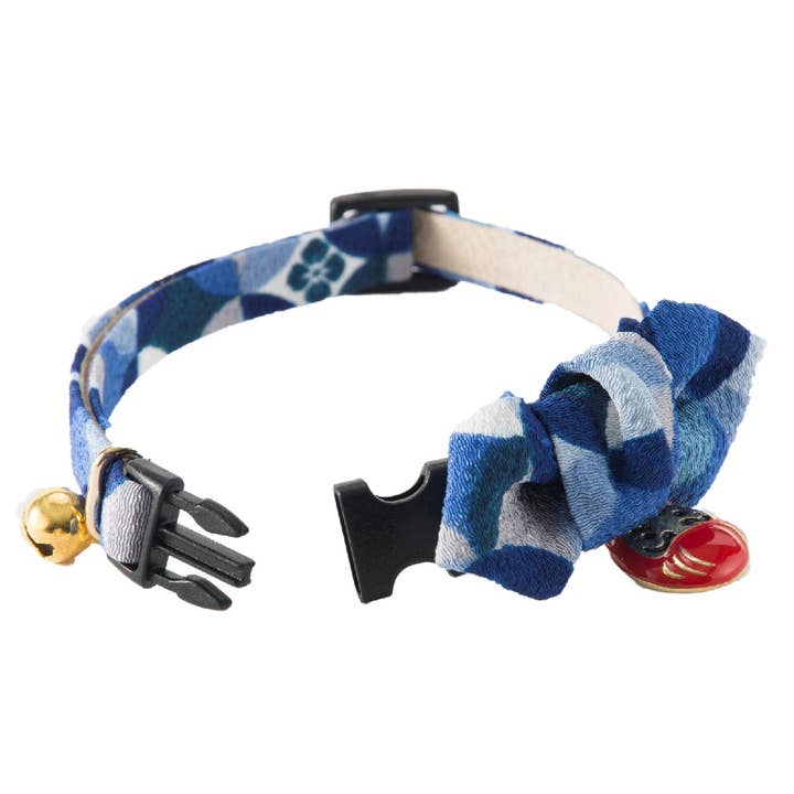 MOON-X USA, INC. – coleira - Gato por atacado – Gola de Gato Daruma Charm com Gravata Bow (Azul)1