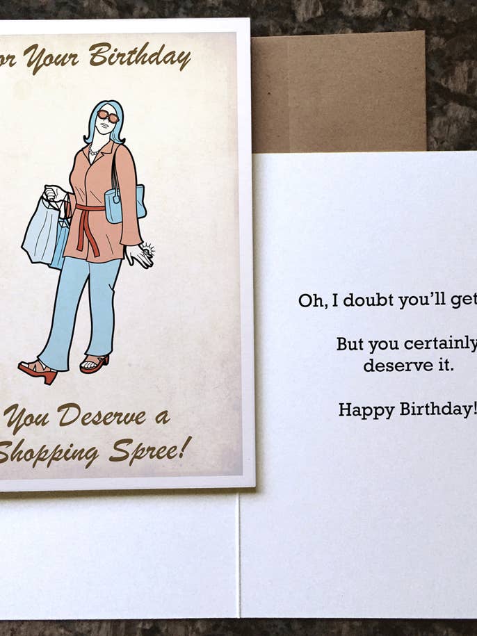 Sjovt Fødselsdagskort - Shoppingtur for engroshandel hos Colin Hayes Art