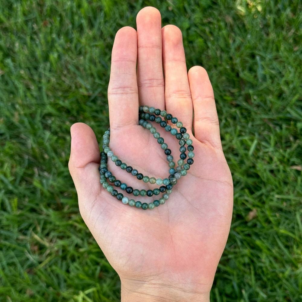 Earths Elements Wholesale - Vente Bracelet de perles - Bracelet en cristal - agate mousse 4 mm, paquet de 51