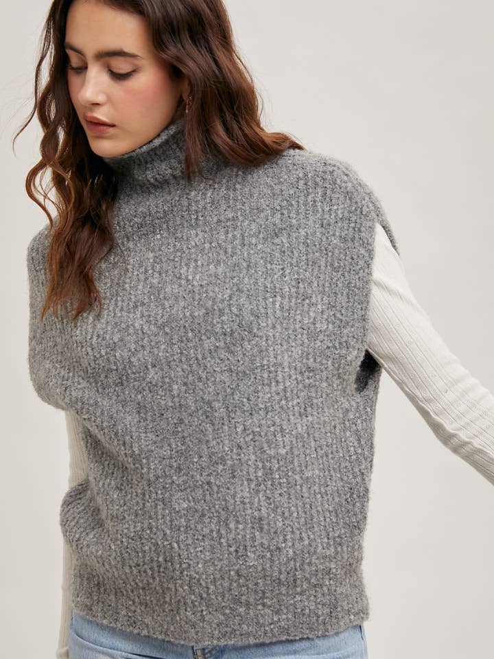 Bluivy - Wholesale Sweater Vest - Women's - TURTLENECK KNIT SWEATER VEST