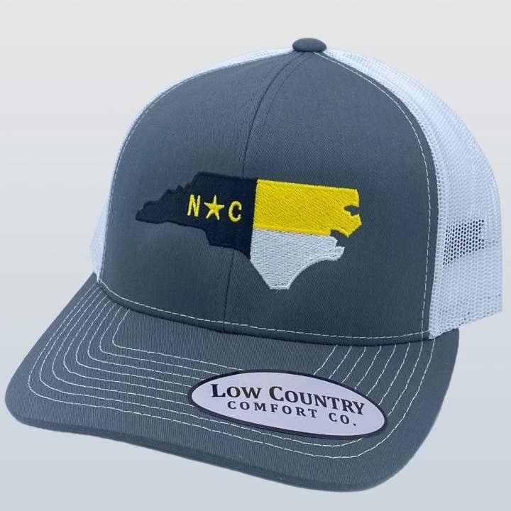 North Carolina Flag APP Theme Charcoal/White Hat for wholesale by Riverbed Threads