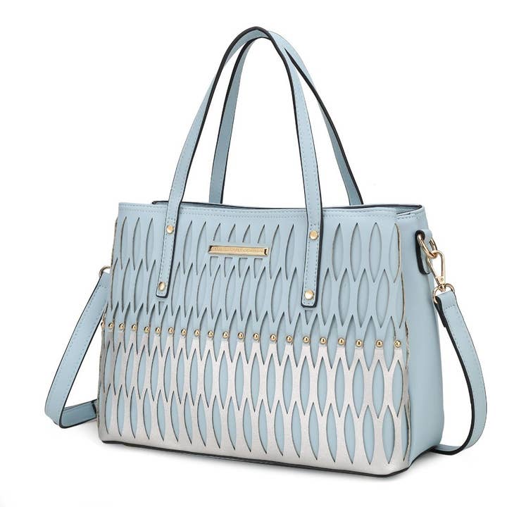 MKF Collection - Wholesale Tote Bag - Women's - Quinn Triple Compartment Color Block Tote Handbag by Mia K