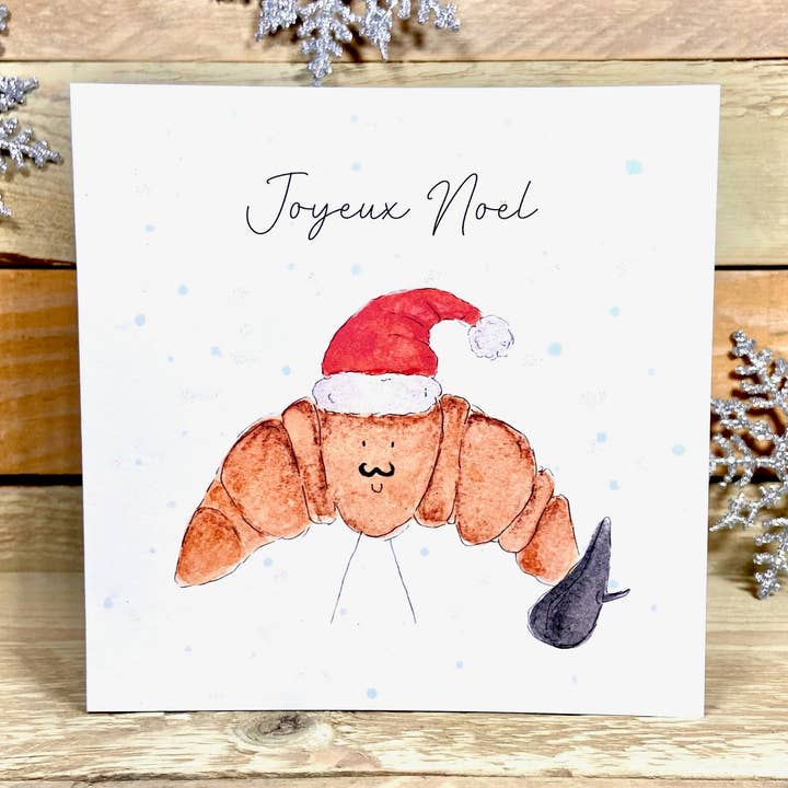 Festive Croissant Christmas Card for wholesale by Arty Bee Designs