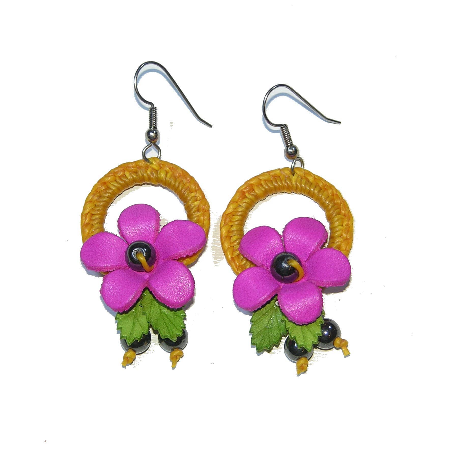 Sunflower Handmade leather inc – Großhandel Ohrhänger – Verschiedene Blumen-Ohrringe aus echtem Leder3