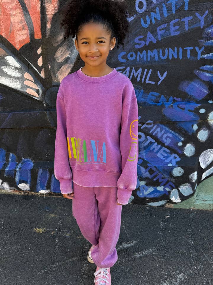 Rowdy Sprout - Wholesale Sweatshirt - Kids - Nirvana Purple Nevermind Crewneck1