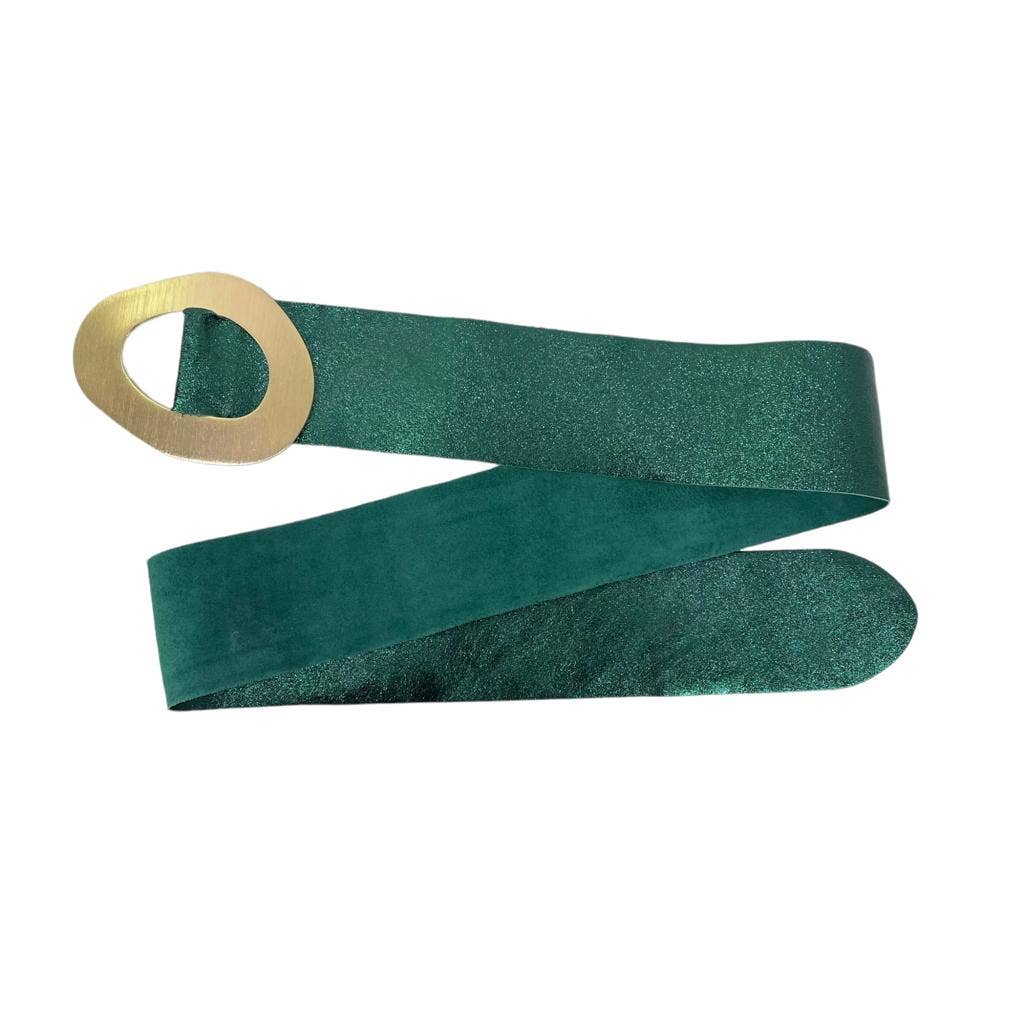 Chenson & Gorett - Wholesale Belt - Women's - Metallic Belt Cow Suede Leather with Wide Buckle B2B0