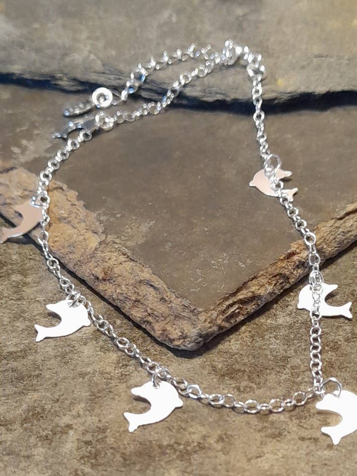 AB010 - DOLPHIN ANKLET/BRACELET 20 CM + EXT for wholesale by Bluelily925silver