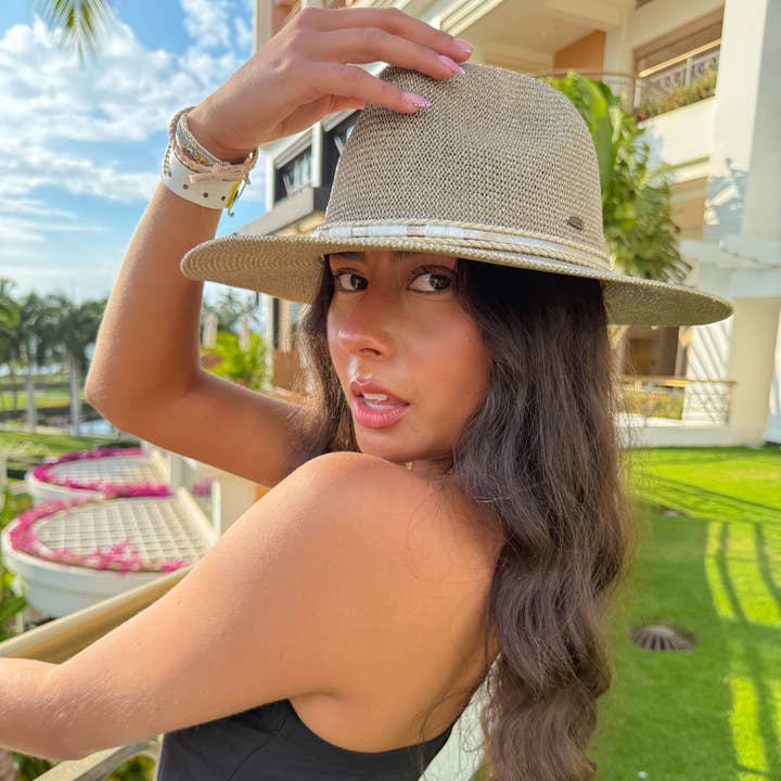 C.C Beanie - Wholesale Straw Hat - Women's - Metallic Panama C.C Sun Hat PNC0007