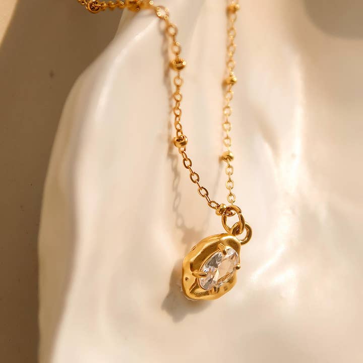 Flânerie by MAIQ - Wholesale Pendant/Charm Necklace - Ryleigh 18K Gold Non-Tarnish Petite CZ Necklace