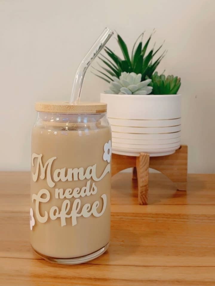 Mama needs coffee can glass for wholesale by Pink pretty designs