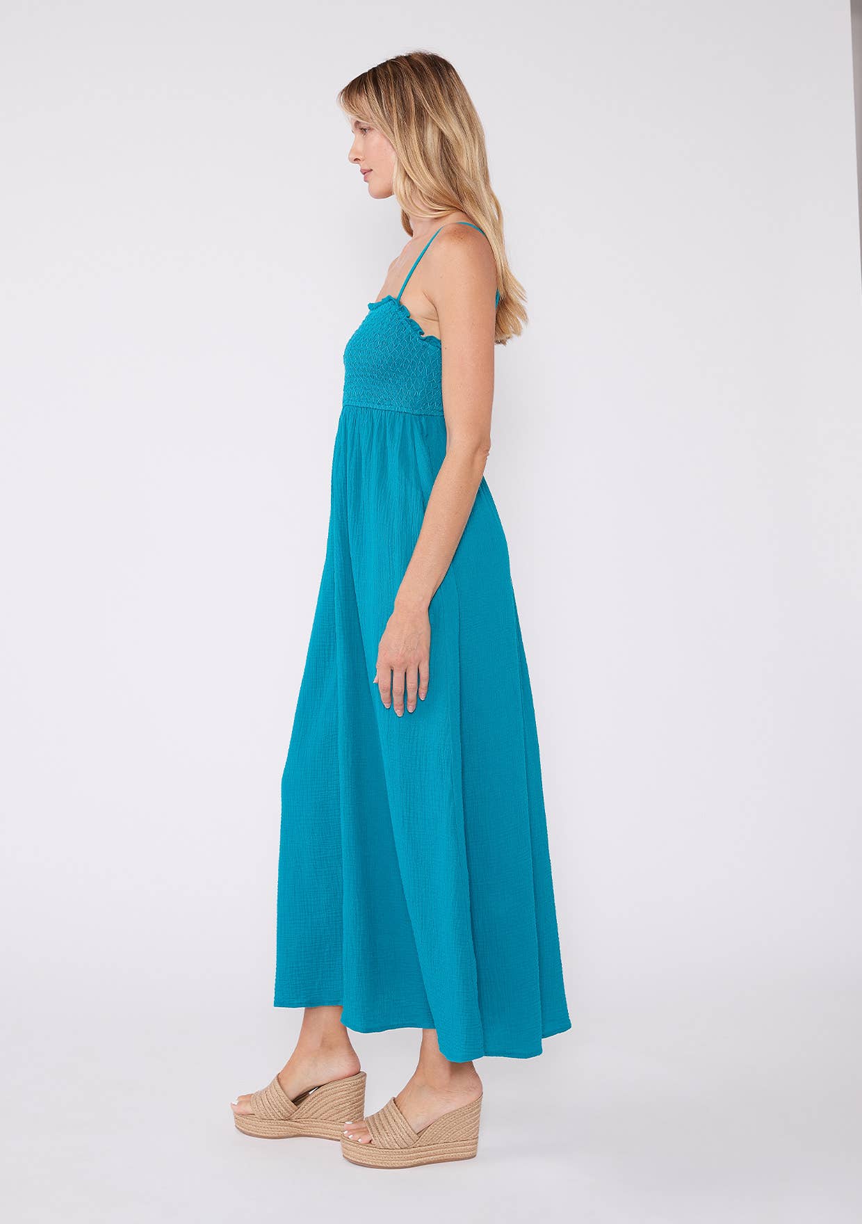 Lovestitch - Vente Robe – femme - Robe longue smockée sans manches en coton6