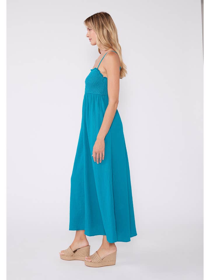 Lovestitch - Vente Robe – femme - Robe longue smockée sans manches en coton6