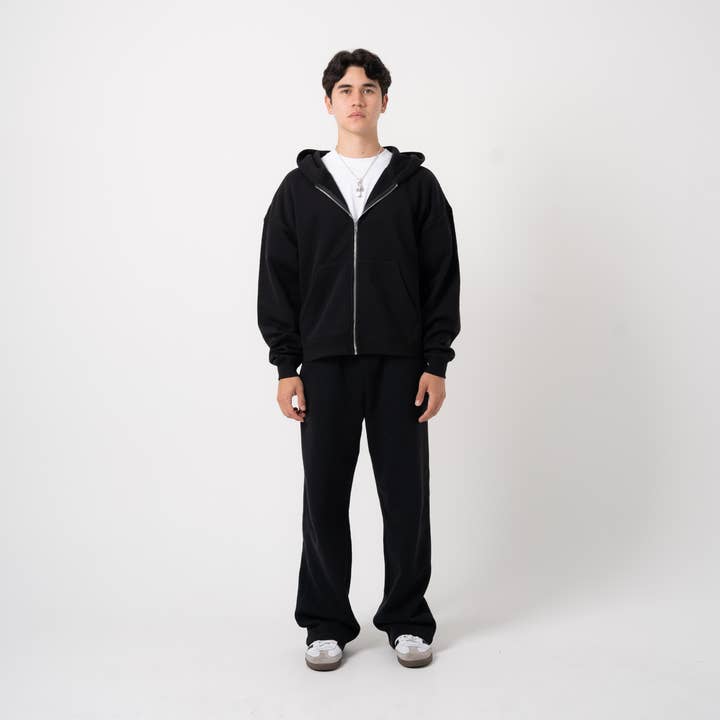 Lucidblanks.com - Wholesale Hoodie - Unisex - 600 GSM 'Black' Zip-Up Hoodie2