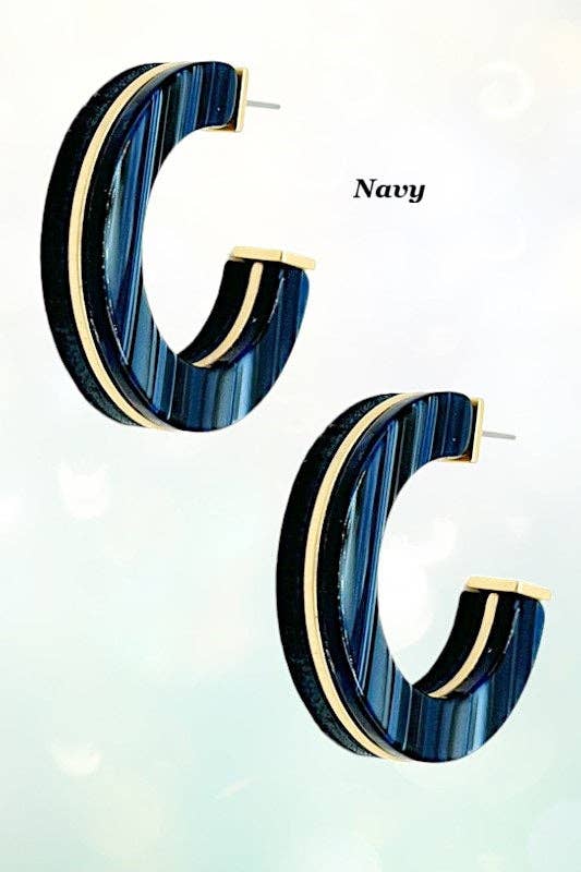 Andrea Bijoux – wholesale Hoop earrings – Acetate Wood Accent Semi Hoop Earring7