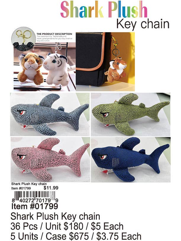 Shark Plush Keychain for wholesale by Puka Creations