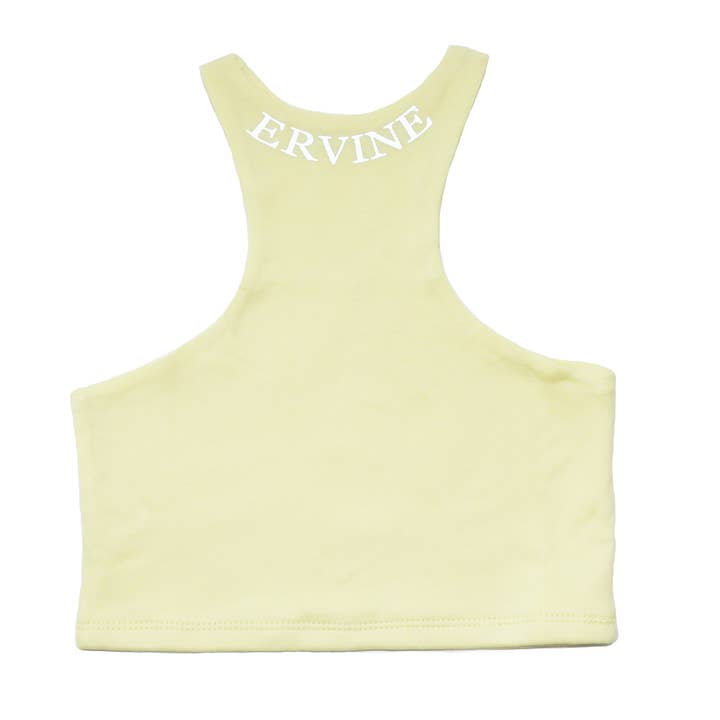 REVERSE RACER CROP TOP - PALE YELLOW (SOFT FIT) for wholesale by ERVINE