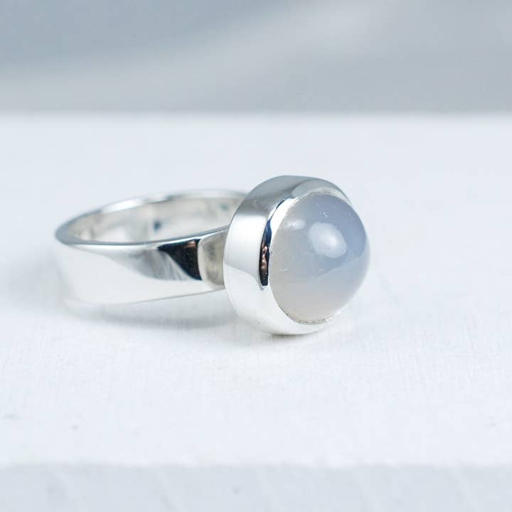 Silver Sterling ring with light blue Chalcedony gemstone for wholesale by Ami jewel