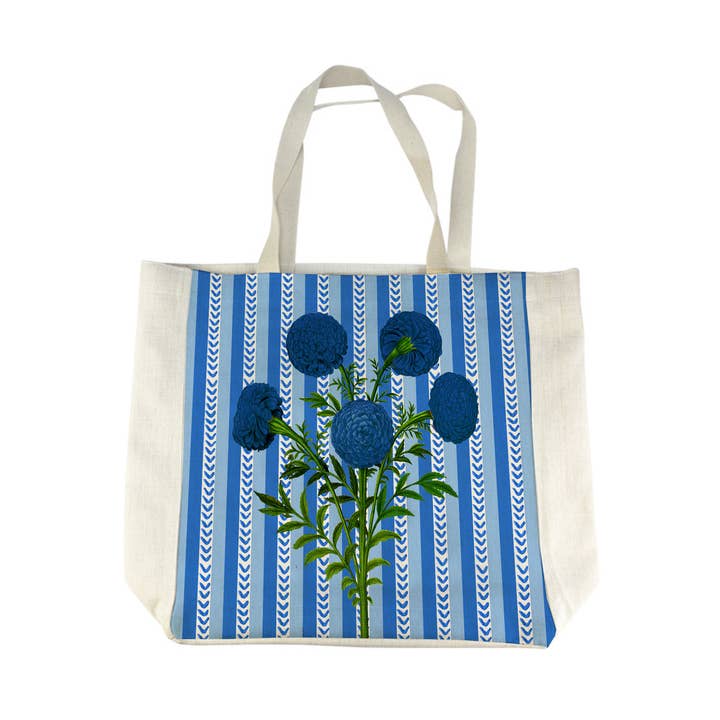 Marigold Dream Indigo Tote Bag for wholesale by Marye-Kelley