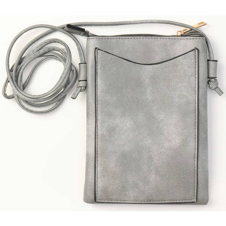 Shine Mark Accessories - Wholesale Crossbody Bag - Women's - Grey - Studs Laser Cut Crossbody Cellphone Bag