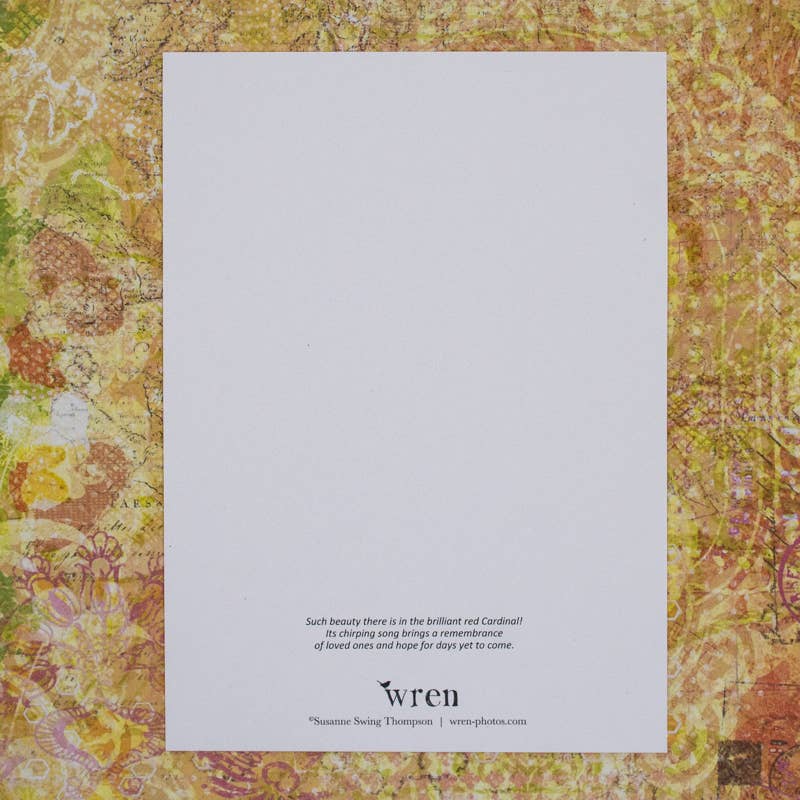 Wren - Wholesale Everyday Greeting Card - Cardinal with Dogwood Blossoms (Blank inside) Greeting Card4