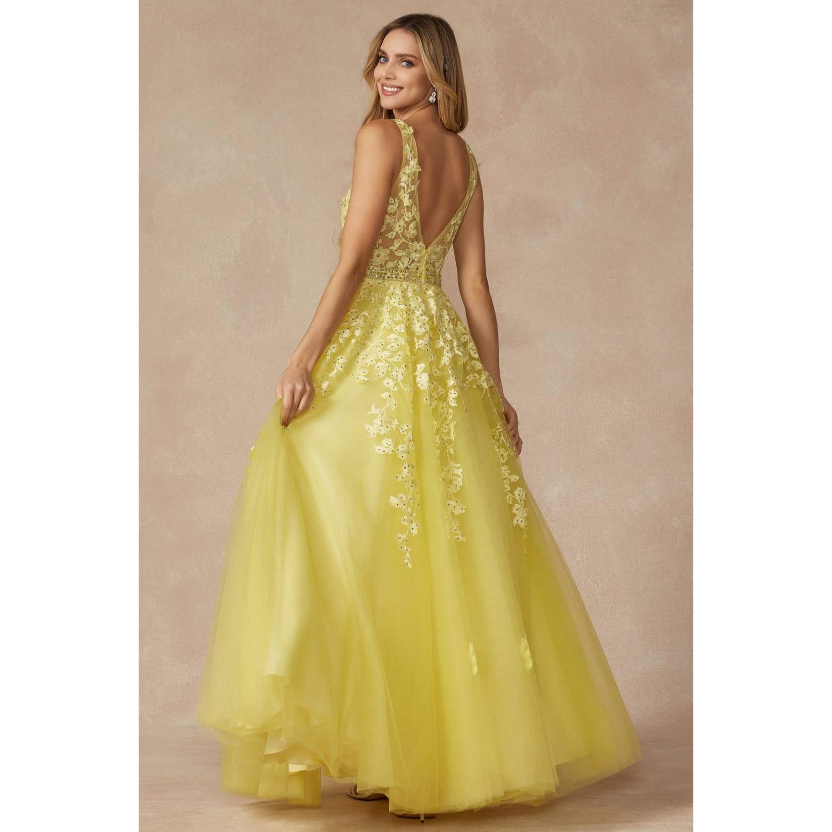 Juliet - Wholesale Gown - Women's - FLORAL APPLIQUES PROM BALLGOWN15