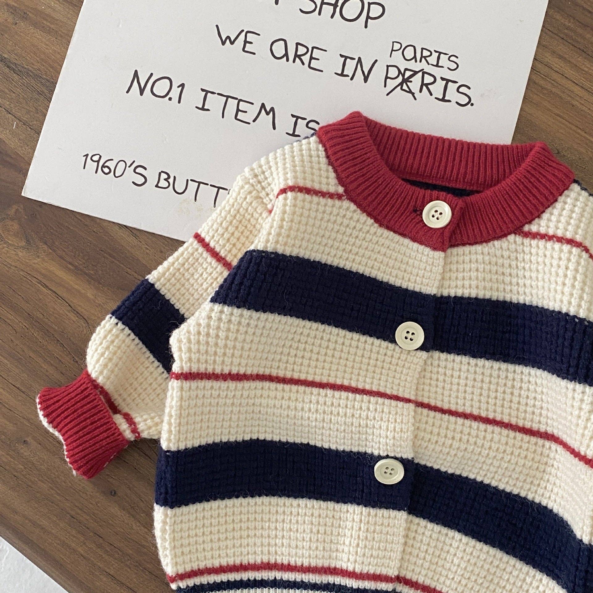 MyKids-USA® - Wholesale Clothing Set - Baby - Autumn and Winter New Arrival Baby Kids Unisex Long Sleeves Striped Pattern Crew Neck Knitted Cardigan and Pants Clothing Sets5