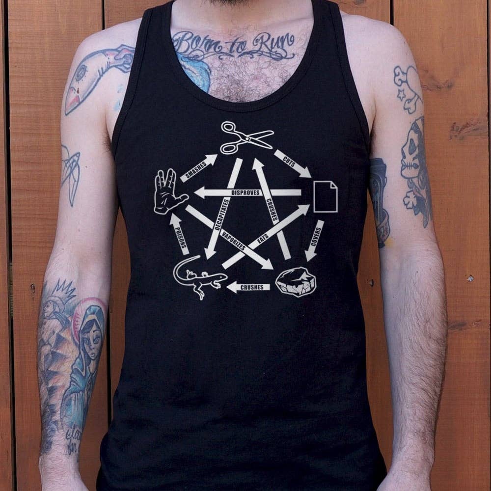 Black Rock Paper Scissors Spock Men's Tank Top for wholesale on Faire0