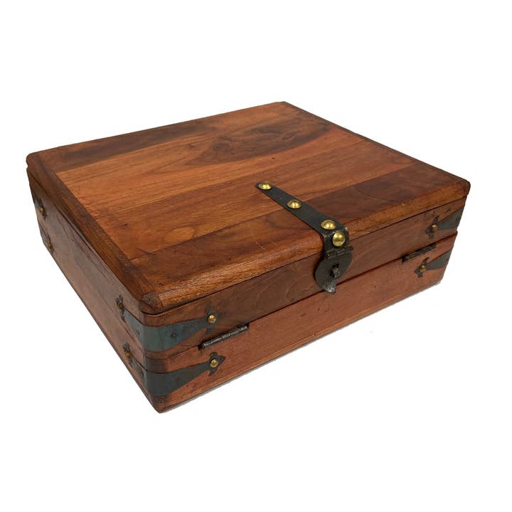 Madison Bay Co. - Historical Home Decor Reproductions - Wholesale Desk Organizer - 10-1/2" Colonial Distressed Wood Antique Writing Box
