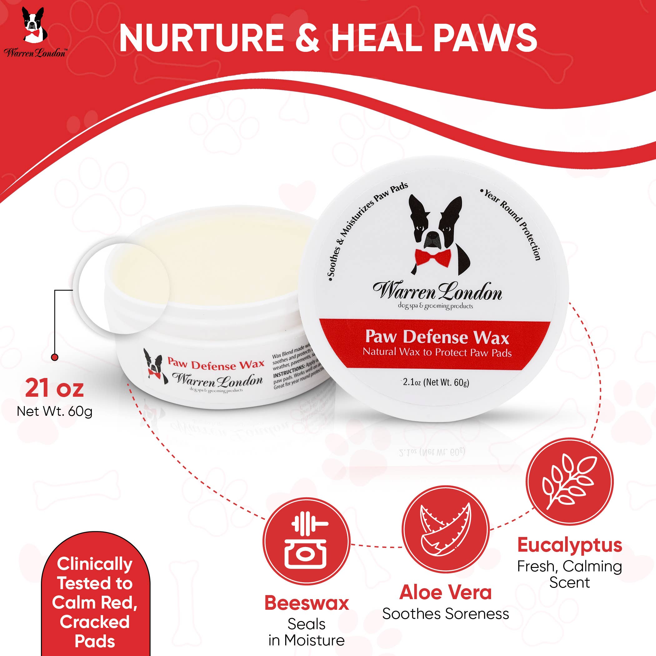 Warren London Dog Products - Wholesale Pet Paw Protection - Paw Defense Wax - 2 oz2