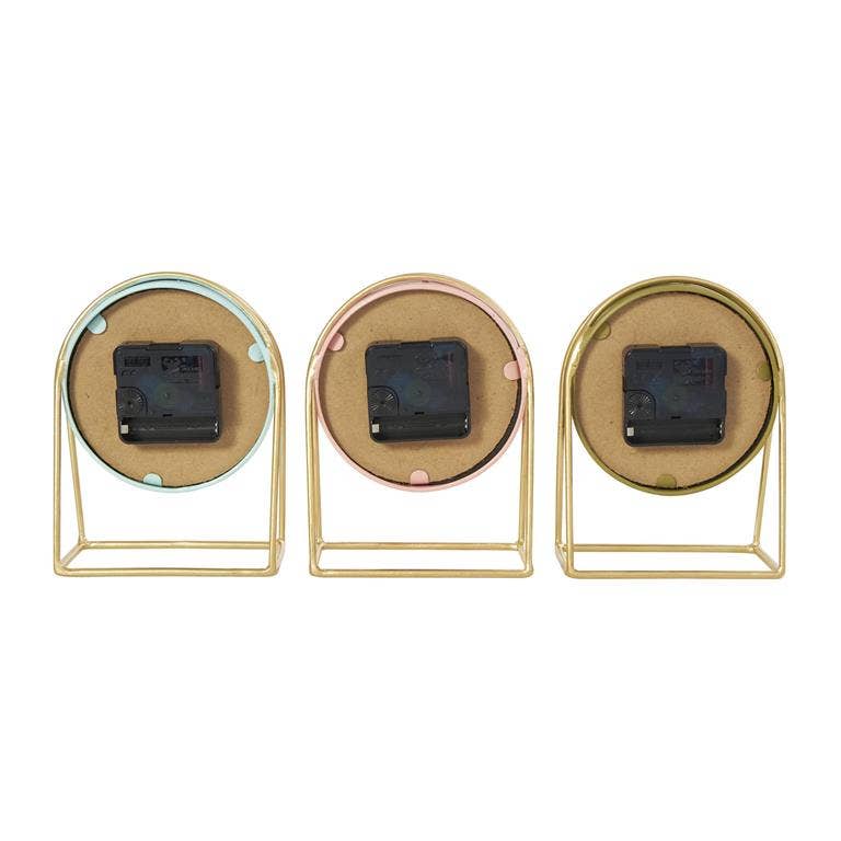 Will's Company - Wholesale Desk Clock - Pastel Tabletop Clock with Gold Metal Frame - Set of 32
