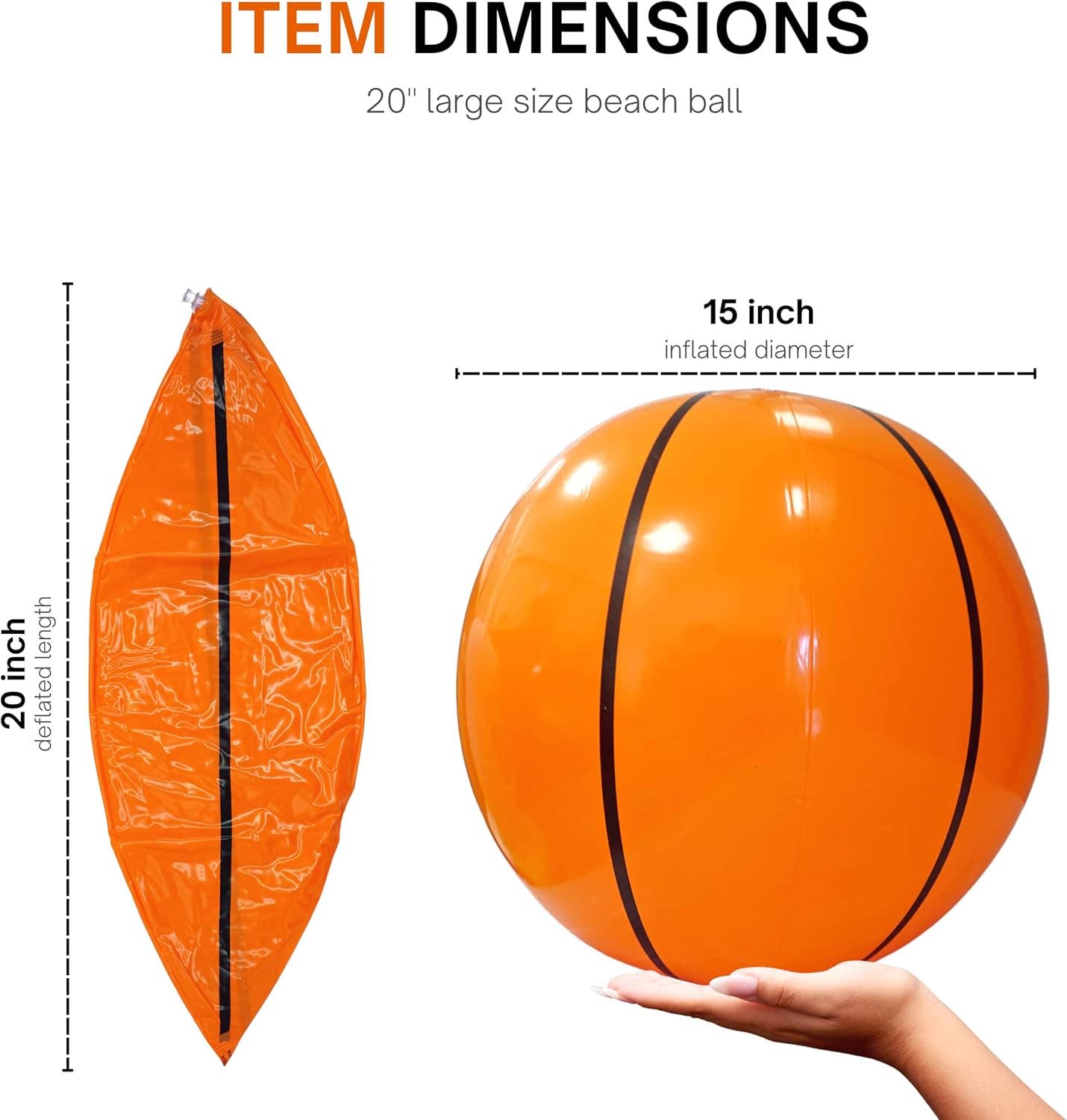 4E's Novelty - Vente Jouet gonflable – enfant et bébé - Lot de 3 ballons de basket gonflables 20" 4E's Novelty – Décorations et fournitures géantes pour fête de basket-ball3