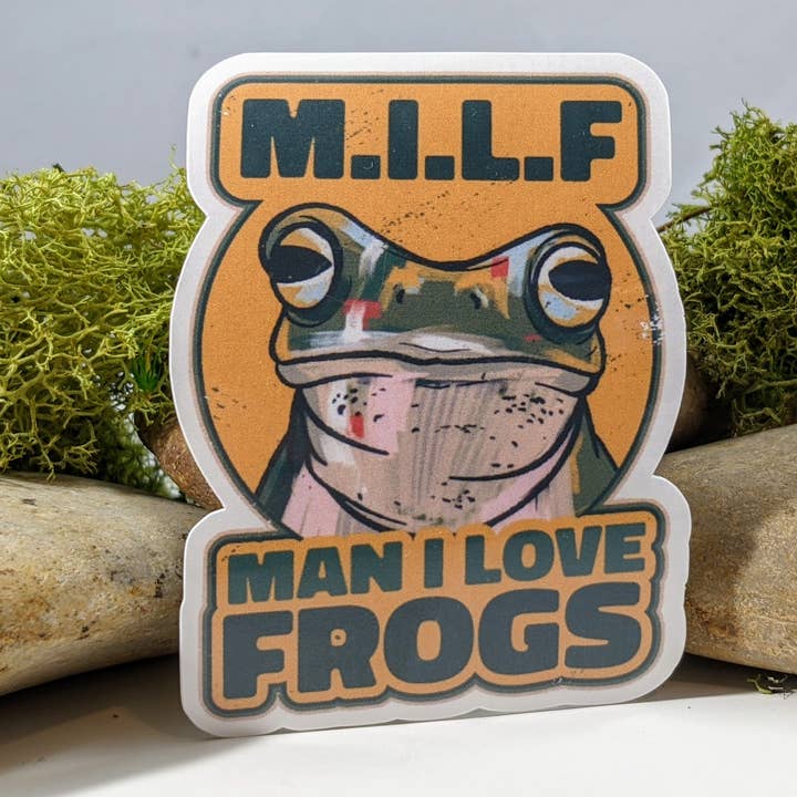 Mimic Gaming Co - Vendita all'ingrosso Adesivo - M.I.L.F Man I Love Frogs - Adesivo divertente gioco di parole, 2,5"