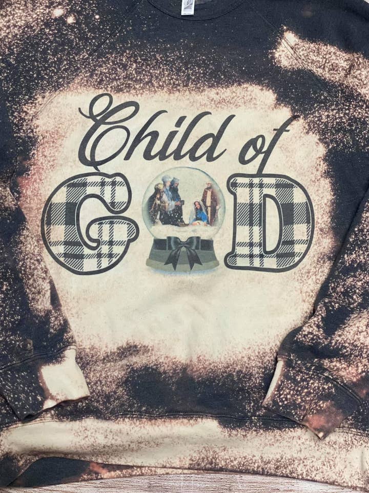 Child of God Nativity Christliches Sweatshirt, gebleicht für den Großhandel von Neat Creations