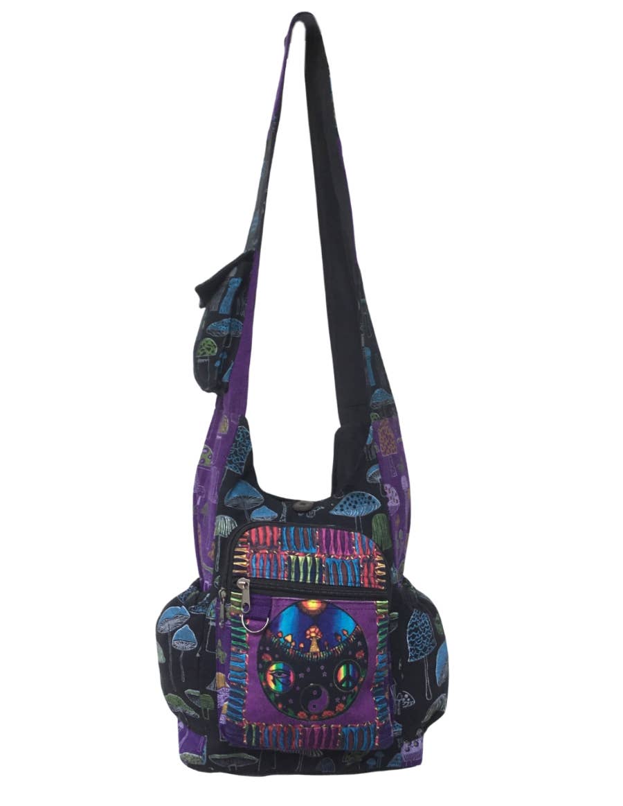 wie gezeigt Boho Hippie Pilzkunst & Yin Yang Mandala Hobo-Tasche für den Großhandel auf Faire0