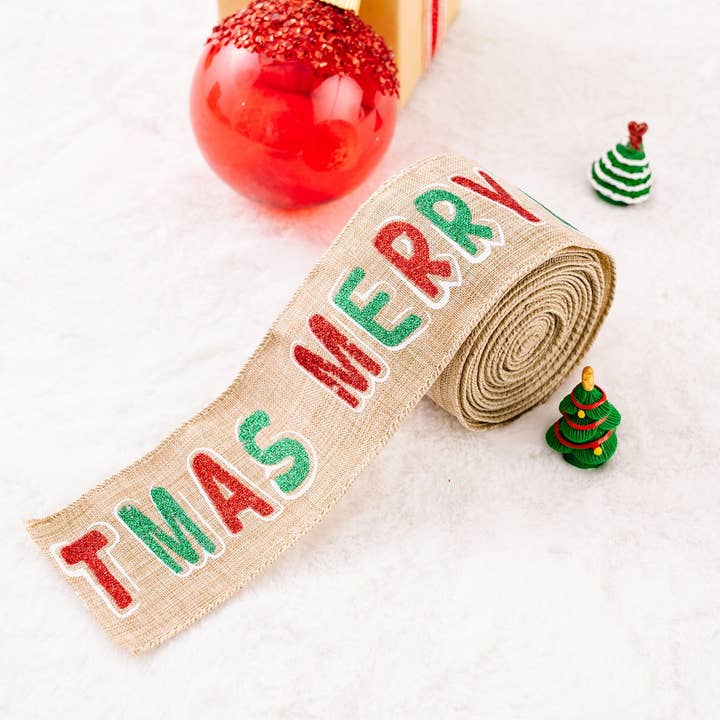NINEXIS - Wholesale Ribbon - Gift Wrapping - CWMM10228_CARTOON CHRISTMAS BURLAP RIBBON CREATIVE TREE DECO1