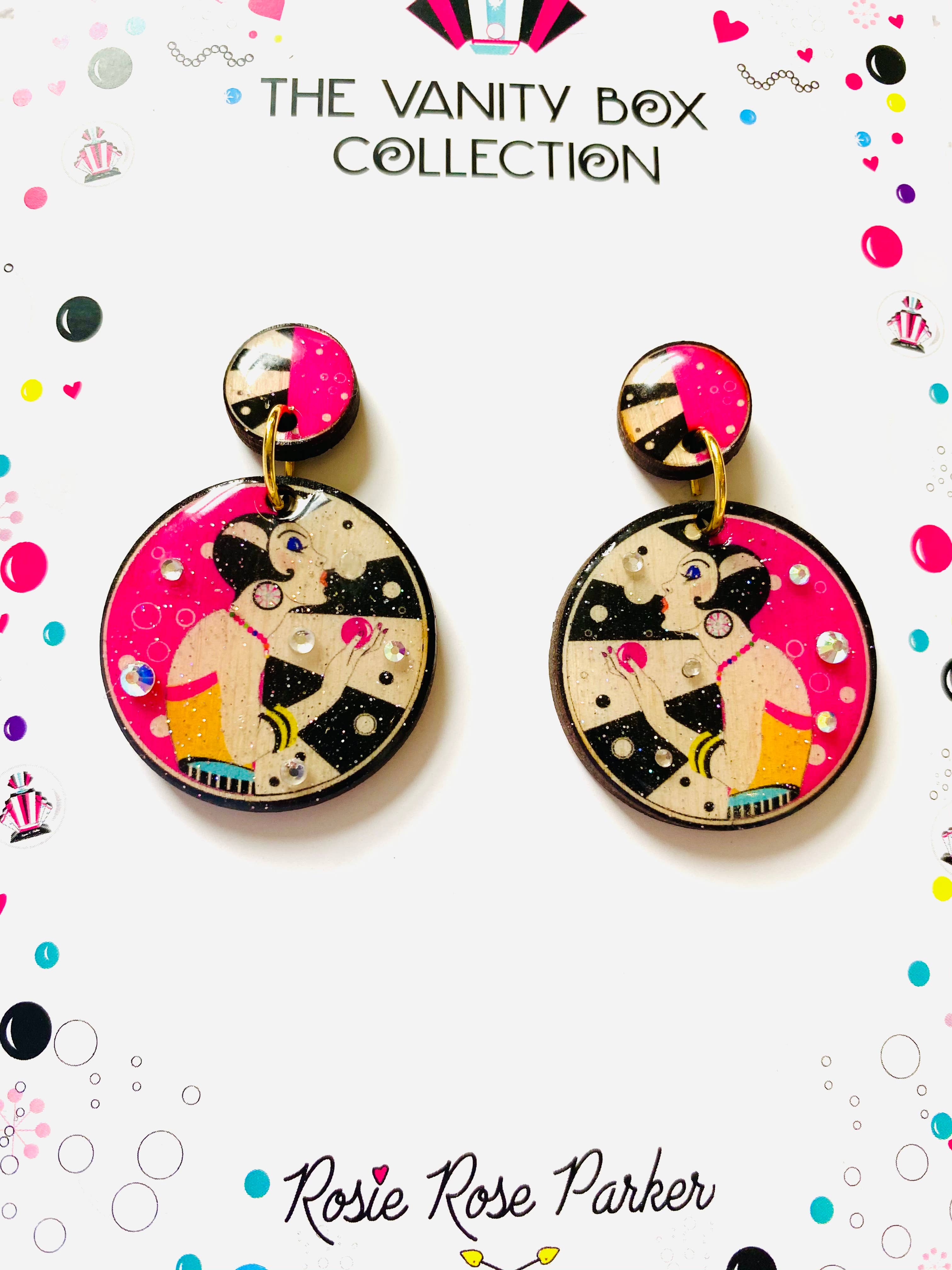 Rosie Rose Parker – wholesale Dangle earrings – retro statement earrings arty earrings colourful earrings10