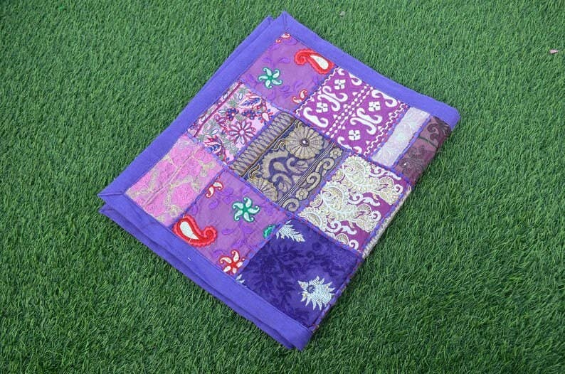 GYPSY STUDIO - Wholesale Table Runner - Purple Sari Patchwork Table Runner Hanging Tapestry Indian 3