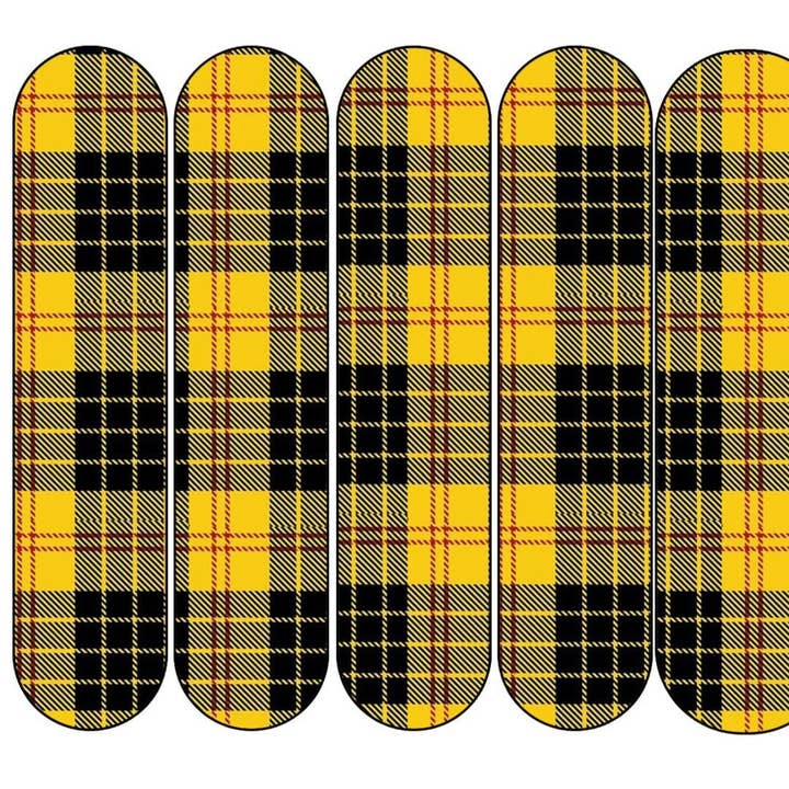 Decalcomanie scozzesi gialle XLong per la vendita all'ingrosso da parte di DIPPY COW NAILS