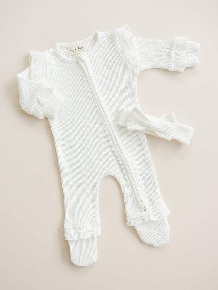 Luna + Luca Ruffle Waffle Set - White for wholesale by Luna + Luca