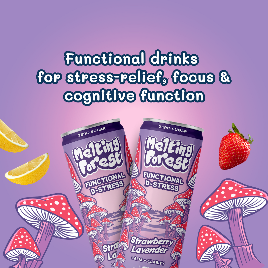 Melting Forest - Vente Eau gazeuse - Boisson aux champignons | Soulagement du stress | Fraise et lavande2