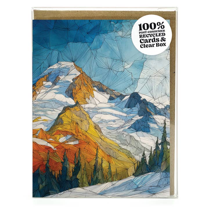Montagnes géométriques - Coffret de cartes de correspondance recyclées pour la vente par Waterknot