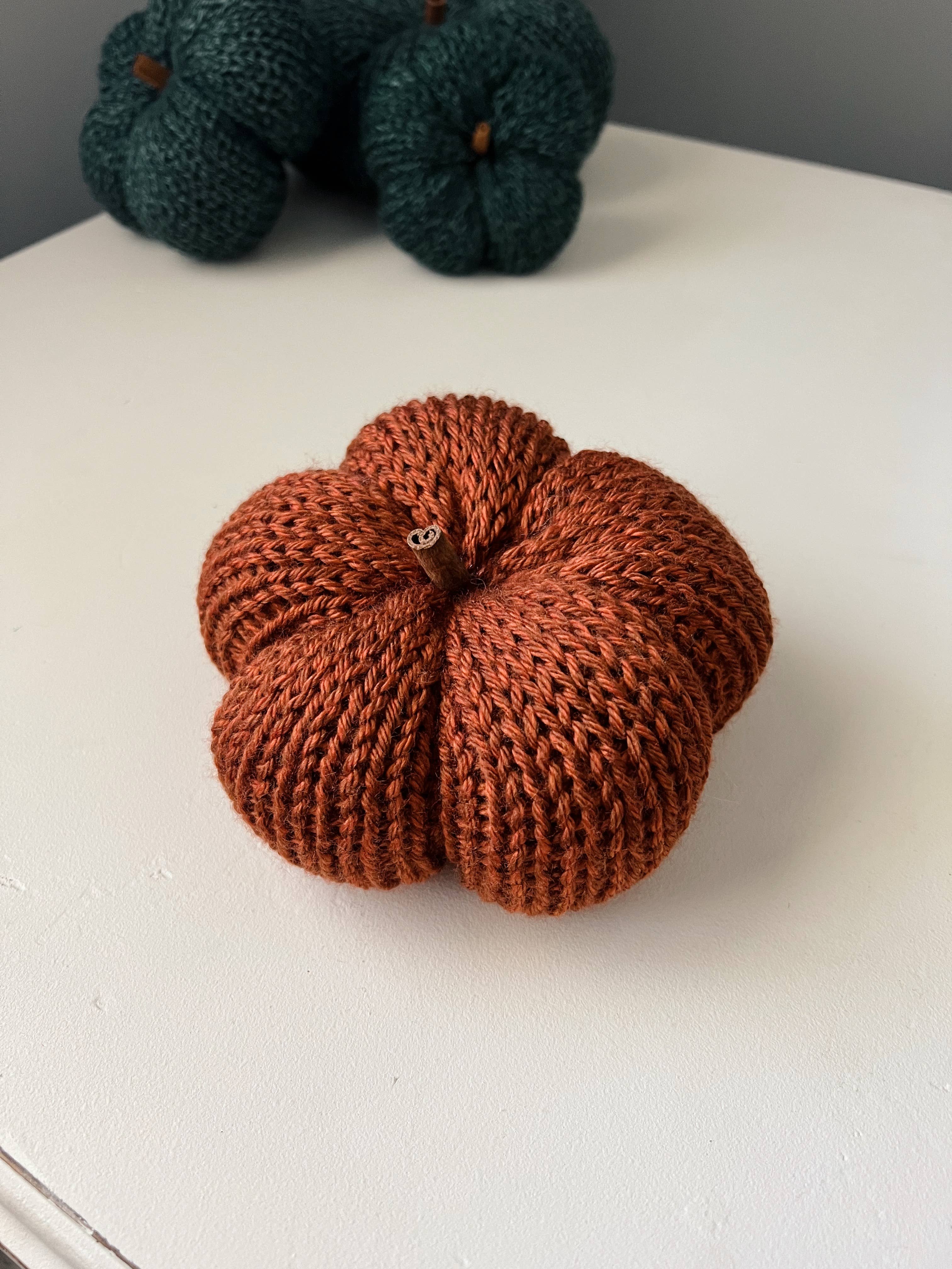 Another Row - Wholesale Decorative Tabletop Object - Knitted Pumpkin - Rust