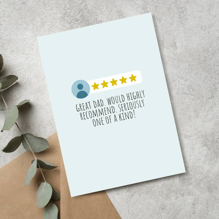 Great Dad Would Highly Recommend | 5-Star Review Father's Day Card for wholesale by JoeyPrints