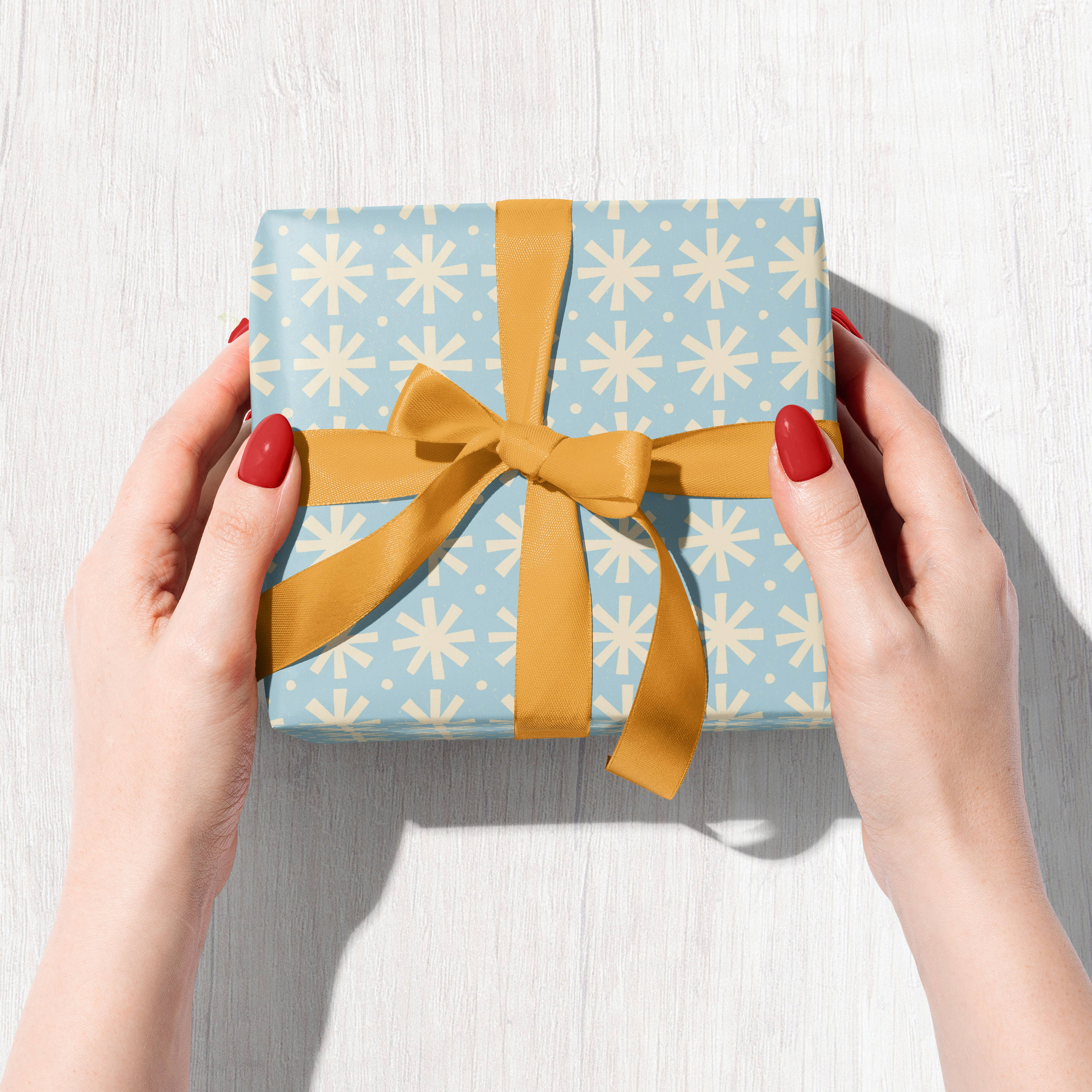 Bird & Co Studio - Wholesale Flat Wrap - Frosty Snowflake | Modern-Retro Recycled Gift Wrap Paper3